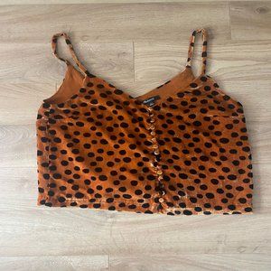 Madewell Tan Printed Velvet Button Down Cami | size 4